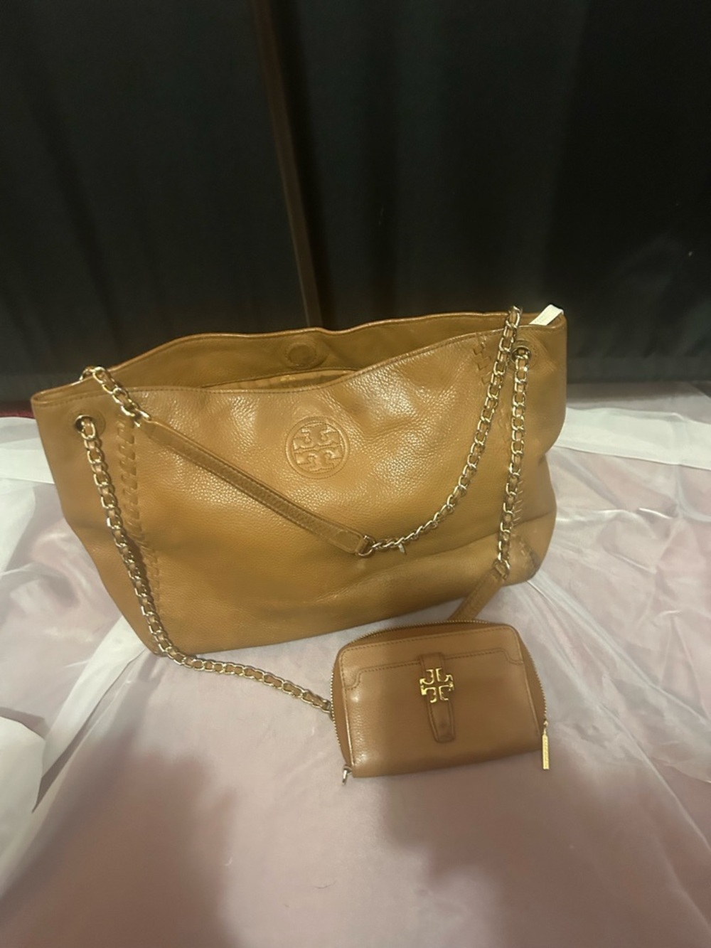 Tory Burch Carmel Brown purse and wallet